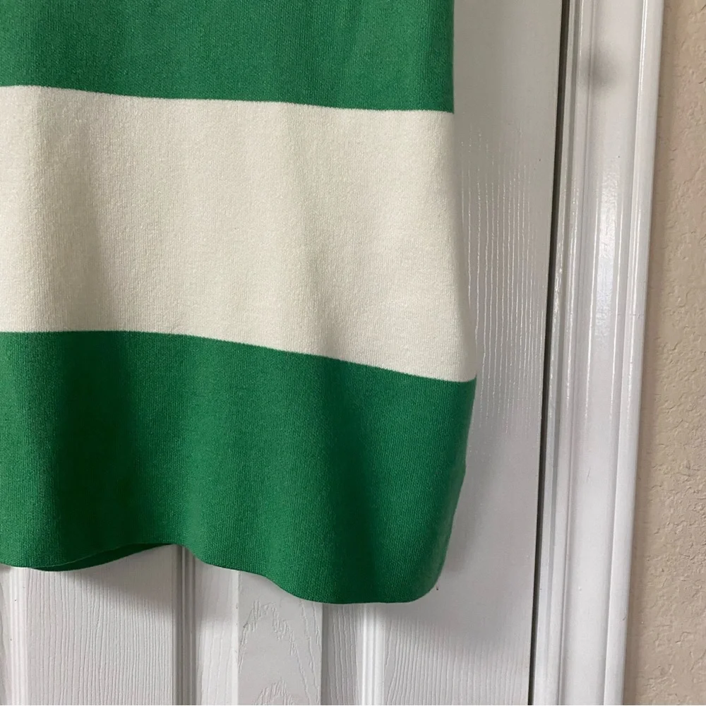 Anthropologie Maeve Green & Cream Striped Muscle Knit Sleeveless Tee Size 1X - Picture 3 of 14